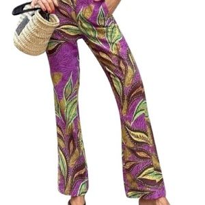 Retro print linen Zara pants